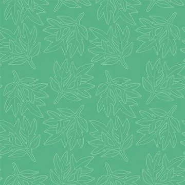 The pattern with contoured fig leaves in green is seamless Stock Illustration