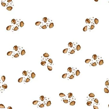 Pattern Cookie crumbs falling on white background creating texture Stock Illustration