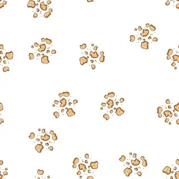 Pattern Cookie crumbs falling on white background Stock Illustration