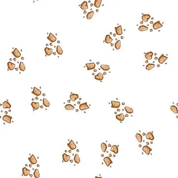 Pattern Cookie crumbs scattered on white background Stock Illustration