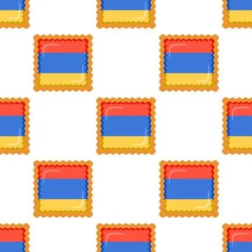 Pattern cookie with flag country Armenia in tasty biscuit Stock Illustration