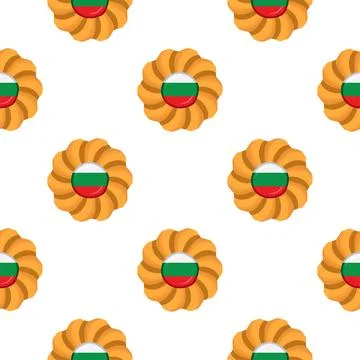 Pattern cookie with flag country Bulgaria in tasty biscuit Stock Illustration