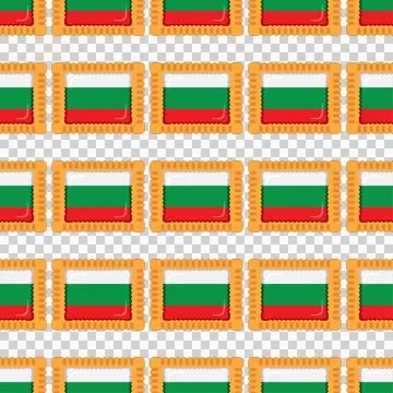 Pattern cookie with flag country Bulgaria in tasty biscuit Stock Illustration