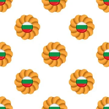 Pattern cookie with flag country Bulgaria in tasty biscuit Stock Illustration
