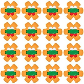 Pattern cookie with flag country Bulgaria in tasty biscuit Stock Illustration
