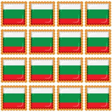 Pattern cookie with flag country Bulgaria in tasty biscuit Stock Illustration