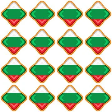 Pattern cookie with flag country Bulgaria in tasty biscuit Stock Illustration