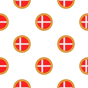 Pattern cookie with flag country Denmark in tasty biscuit Stock Illustration