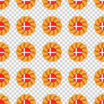 Pattern cookie with flag country Denmark in tasty biscuit Stock Illustration