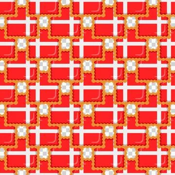 Pattern cookie with flag country Denmark in tasty biscuit Stock Illustration