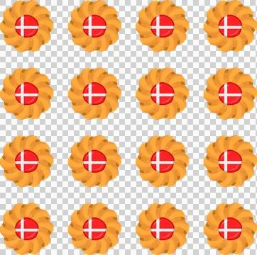 Pattern cookie with flag country Denmark in tasty biscuit Stock Illustration