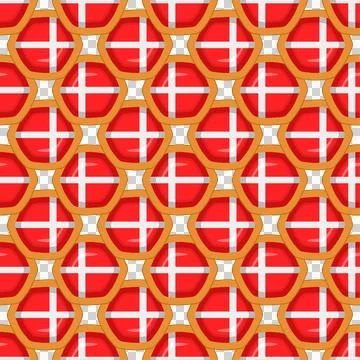 Pattern cookie with flag country Denmark in tasty biscuit Stock Illustration
