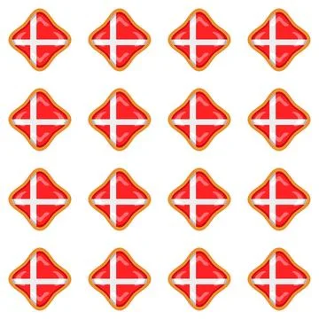 Pattern cookie with flag country Denmark in tasty biscuit Stock Illustration