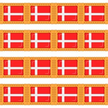 Pattern cookie with flag country Denmark in tasty biscuit Stock Illustration