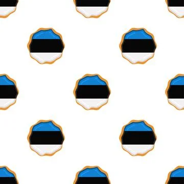 Pattern cookie with flag country Estonia in tasty biscuit Stock Illustration