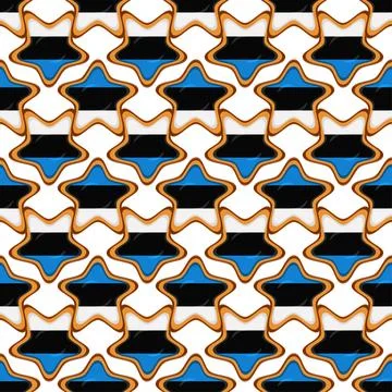 Pattern cookie with flag country Estonia in tasty biscuit Stock Illustration