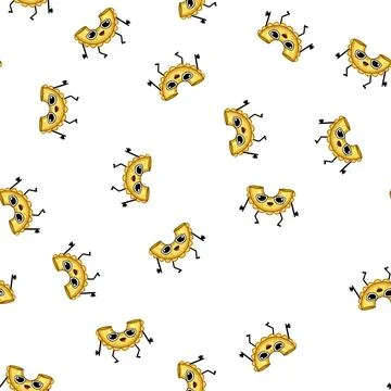 Pattern cooking pasta character cartoon vector Stock Illustration