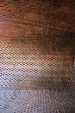 Pattern of copper metal grating. Metallic copper mesh metal texture pattern 스톡 사진