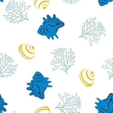 Pattern with corals and shells 库存插图