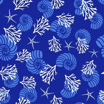 Pattern with corals and shells Illustrazione stock