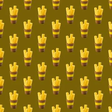 Pattern of corn sticks in a brown glass on a brown-green background Stock Photos