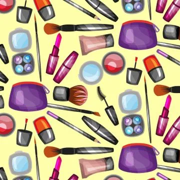 Pattern with cosmetic Stock Illustration
