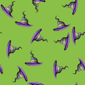 Pattern costume witch hat sketch hand drawn Stock Illustration