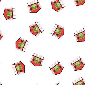 Pattern cottage bungalow cartoon vector Stock Illustration
