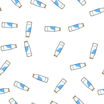Pattern cow milk bottle cartoon vector Stock Illustration