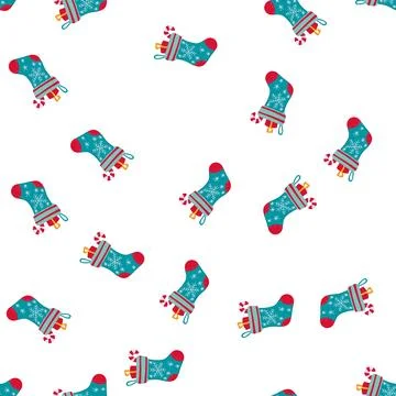 Pattern cozy christmas sock cartoon vector Stock Illustration
