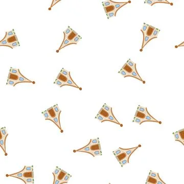 Pattern cozy gnome house cartoon vector Stock Illustration
