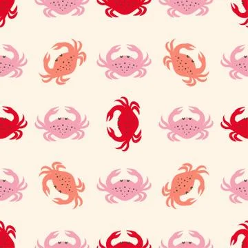 Pattern with crab on pink Illustrazione stock