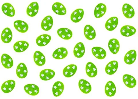 Pattern of craft eggs isolated. Easter holiday white and green cute background Stock Illustration