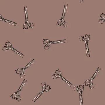 Pattern craft scissors sketch hand drawn Stock Illustration