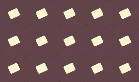 Pattern of cream-colored squares and ovals on dark brown background Stock Illustration