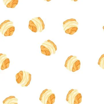 Pattern cream puff dessert baking delicious sweet treat Stock Illustration