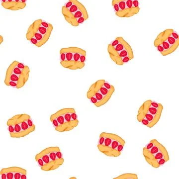 Pattern cream puff pastry with strawberry fruit filling Stock Illustration
