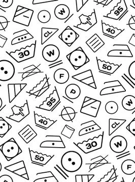 Pattern created from laundry washing symbols on a white background Stock Illustration