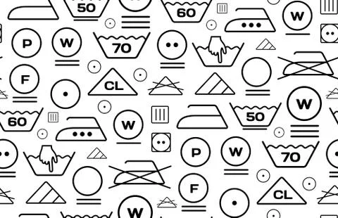 Pattern created from laundry washing symbols on a white background Stock Illustration