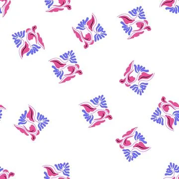 Pattern creative abstract square flowers cartoon vector Stock Illustration
