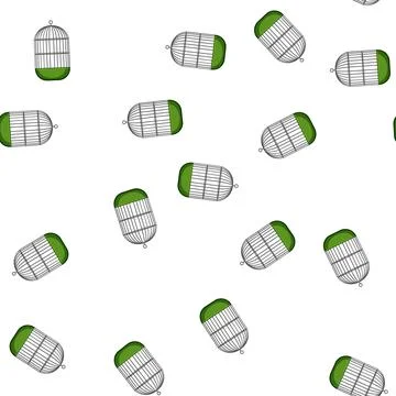 Pattern creative bird cage cartoon vector Illustrazione stock