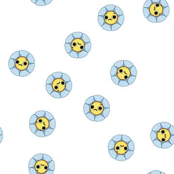 Pattern creative flower face cartoon vector Stock Illustration