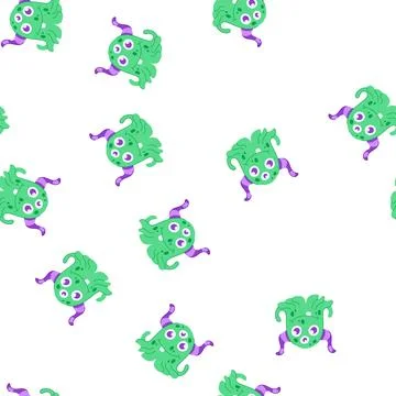 Pattern creature monster with horns cartoon vector Stock Illustration