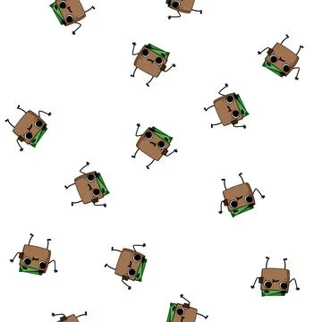 Pattern credit purse character cartoon vector Stock Illustration