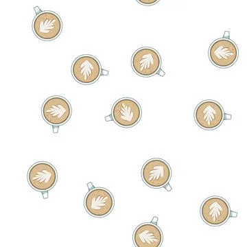 Pattern crema latte art coffee cartoon vector Stock Illustration