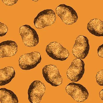 Pattern crispy chicken nuggets sketch hand drawn Stock Illustration