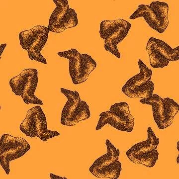 Pattern crispy fried chicken sketch hand drawn Stock Illustration