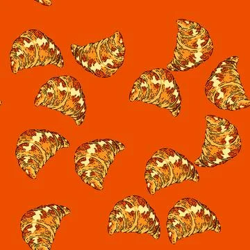 Pattern croissant bread sketch hand drawn Stockillustratie