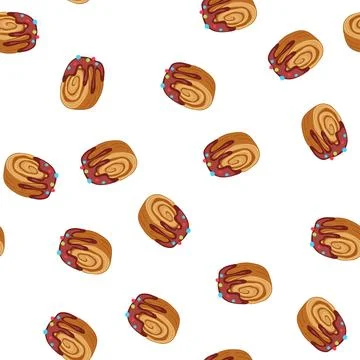 Pattern cromboloni cake with chocolate icing and colorful sprinkles Stock Illustration