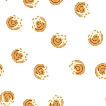 Pattern cromboloni cake with cream cheese frosting and nuts Stock Illustration